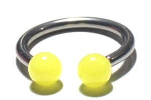 1 8g 7/8 Yellow 8mm UV Ball Horseshoe Nipple Septum Ring Surgical Steel 316L PA - Picture 1 of 3