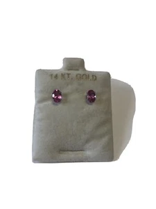 0.81ct natural Oval Tourmaline gemstone 14 K. Gold Bullet post earrings. - Picture 1 of 12