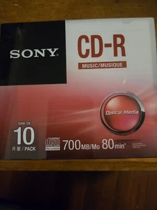 Sony 10 Pack CD-R Audio Music 80 Minutes Brand New Sealed - Afbeelding 1 van 3