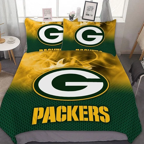 Green Bay Packers Bedding Set 3PCS Duvet Cover Pillowcase Quilt Cover US Size Cover