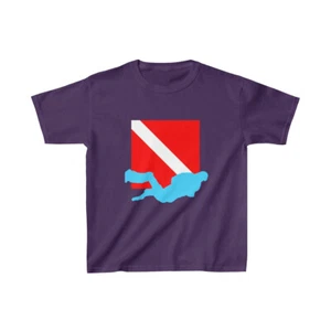 T-Shirt Kids SCUBA Diver and Flag Graphic Tee DonWillisJrArt - Picture 1 of 15