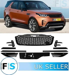 LAND ROVER DISCOVERY 5 GLOSS BLACK FRONT GRILLE VENT TRIM DYNAMIC KIT L462 2017+ - Picture 1 of 5