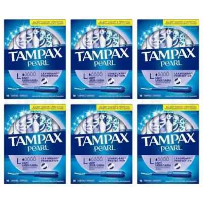 Tampax Pearl Light Absorbency Unscent Tampon Leakguard Protection 18 ct Lot of 6 - Image 1 of 4