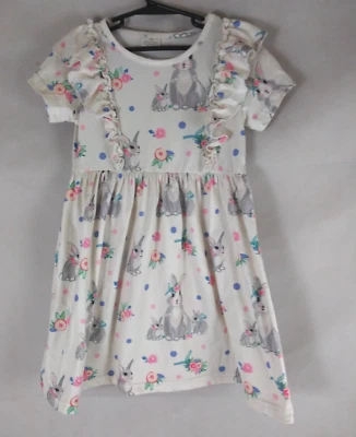 Adorable Cap Sleeve Ruffled Mom & Baby Bunny Rabbit Dress Girls Size XL - Image 1 of 4