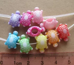 50 14mm TURTLE / TORTOISE acrylic plastic beads large hole chunky european - Picture 1 of 1