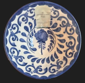 Artisan De Luxe Home Blue Rose Scroll Appetizer/Relish Melamine Bowls, Set Of 2 - Picture 1 of 7