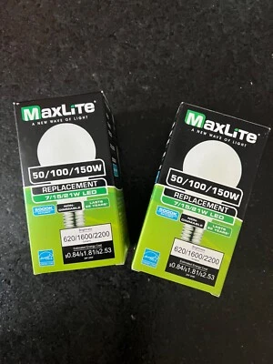2 - Maxlite LED 3 way 50/100/150 Watt 5000K A21 Light Bulbs - BRAND NEW - PAIR - Image 1 of 4