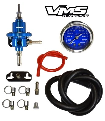 KIT REGULADOR ELEVADOR DE PRESIÓN DE COMBUSTIBLE Y MANÓMETRO PARA NISSAN S13 S14 S15 240SX AZUL Foto 1 de 3