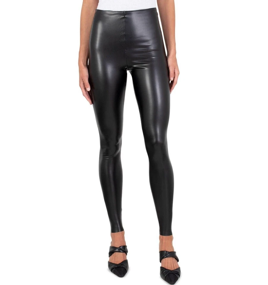 JOIE Limited Edition Black Faux Leather Leggings Sz Medium Vegan Seamless