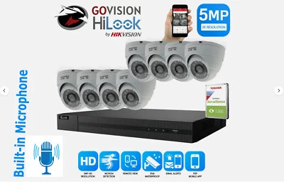 HIKVISION HILOOK DVR/GOVISION CAMERA SISTEMA DE CCTV HIKVISION HILOOK 5MP 4 CANALES 8 CANALES DVR CÁMARA DE VISIÓN NOCTURNA EXTERIOR KIT COMPLETO