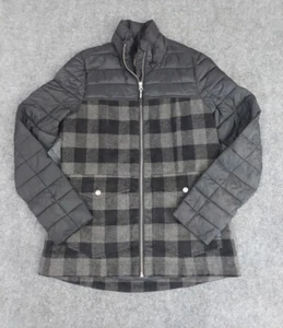 Roper Jacket Women Small Black Plaid Full Zip Quilted Wool Blend Western Packble - Picture 1 of 13