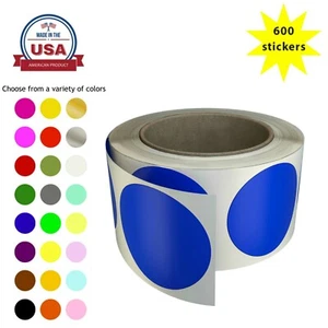 Color Coding Dots 2 Inch in Roll - 50mm Round Circles labels 5cm 600 Pack - Picture 1 of 54
