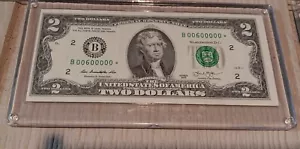 $ 2 Fancy Serial Star Note B00600000 Binary And 7 Of Kind 60k Run . Two Dollar - Picture 1 of 2