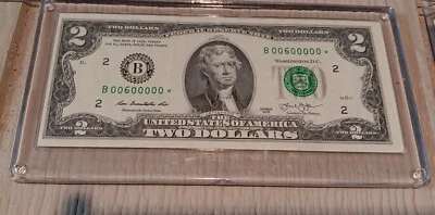 $ 2 Fancy Serial  Star Note B00600000 Binary And 7 Of Kind 60k Run . Two Dollar  - Image 1 of 2