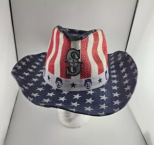 2023 Seattle Mariners Cal Raleigh USA American Flag Stars Stripes SGA Cowboy Hat - Picture 1 of 4