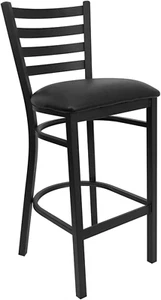 Hercules Series Ladder Back Metal Restaurant Barstool, Modern Upholstered Armles - Picture 1 of 12