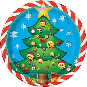 Emoji Christmas Paper Dessert Cake Plates 8 Count - Picture 1 of 1