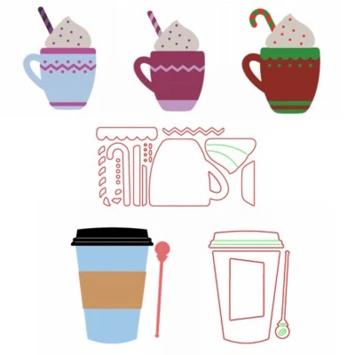 Tazzine da tè caffè crema bevande fustelle da taglio in metallo per fai da te scrapbooking goffratura - Immagine 1 di 4