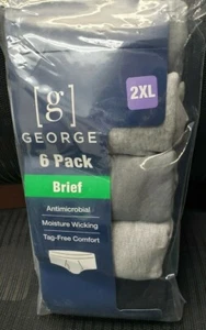 George 6 Pack Briefs, Men's Size 2XL(44-46) Black and Gray colors - Picture 1 of 3