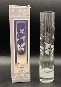 Schmid Flower of the Month Hand Blown Etched Crystal Bud Vase September Aster - Picture 1 of 11