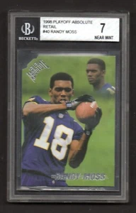 1998 Randy Moss Playoff Absolute Retail #40 RANDY MOSS - Rookie Card - BVG 7 NM - Picture 1 of 2