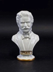 9942511-ds Porcelain Bust Composer Strauss White/Gold Wagner & Apel H15cm - Picture 1 of 4