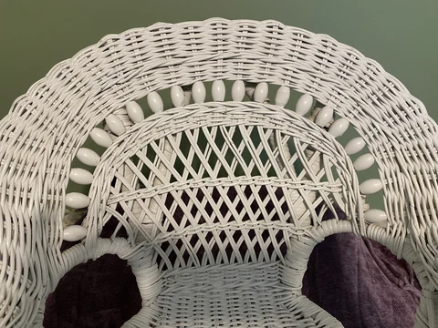 Vintage White Wicker Child/Doll Chair Cover