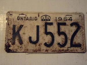 1954 ONTARIO CANADA License Plate KJ552 Tag - Picture 1 of 1