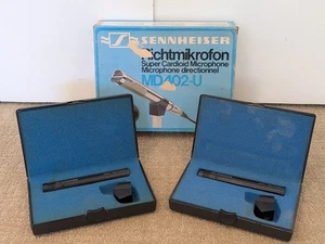Sennheiser MD 402-U Dynamic Microphone PAIR w/ Cases & clips - Picture 1 of 3