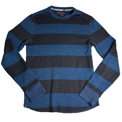 Camisa Tony Hawk Y2K Para Hombres M Rayas Azul Negro Waffle Tejido Patinador Punk Grunge Emo Foto 1 de 4