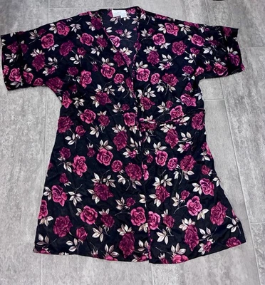 Bata de corbata Gilligan and O’malley vintage negra rosa sensación de seda S bordada Foto 1 de 4