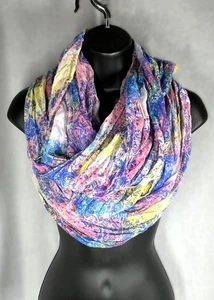 Claire's Sheer Lightweight Infinity Scarf Happy Pinks & Blues 35"(double) x 20" - Picture 1 of 6