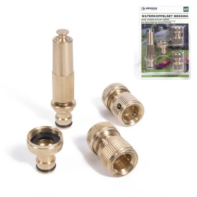 Gartenschlauch Verbinder Adapter Kupplung Schnellkupplung 4-tlg Set 3/4" Messing - Bild 1 von 4