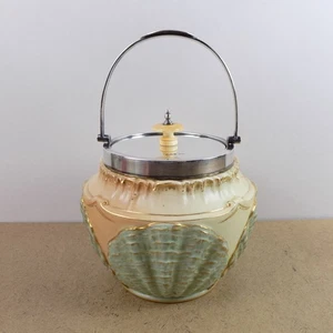 Antique Royal Worcester Biscuit Jar Sterling Silver Mounts Shell Form 1929 VGC - Picture 1 of 10