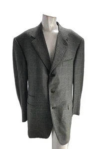 Blazer Canali Para Hombre 54L Verde Loro Piana Lana Cachemira Tiza Línea Cuadros - Imagen 1 de 11