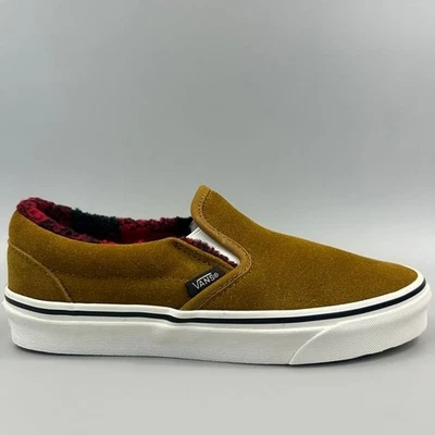 Vans Clásico Sin Cordones Acogedor Abrazo Mujeres Talla 6.5 Marrón Cuadros Sherpa Zapatos de Skate NUEVO Foto 1 de 4