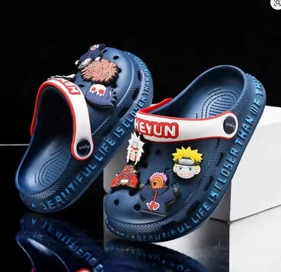 Naruto Crocs Blue Black Clogs Anime Kids Unisex - Image 1 of 2