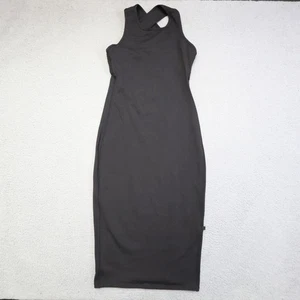 Vestido Lululemon para mujer mediano negro espalda cruzada midi ceñido al cuerpo sin mangas elegante elástico - Imagen 1 de 11