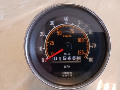 Stewart Warner 3 1/2"  Speedometer Odometer 80 MPH - Image 1 of 4