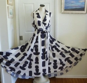 Maxi Vestido Anthropologie Hutch Blanco Carbón Mod Geo Asym Envolvente XL 1X 2X $339 - Imagen 1 de 19