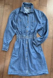 Vintage Woolrich Jeanshemd Kleid Damen M Knopfleiste Langarm Taschen - Bild 1 von 13