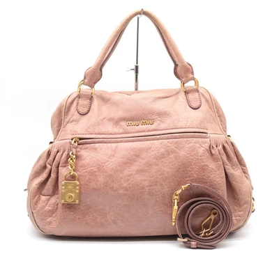 Bolsa de mão MIUMIU couro rosa 2 vias autêntica - Imagem 1 de 4