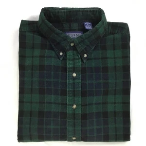 Lands End Mens Shirt XL Black Watch Plaid Corduroy Vintage 90s Long Sleeve Retro - Picture 1 of 10