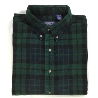 Lands End Mens Shirt XL Black Watch Plaid Corduroy Vintage 90s Long Sleeve Retro - Image 1 of 4