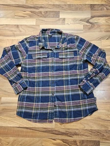 Patagonia Fjord Flannel Shirt XL Organic Cotton Plaid Long Sleeve Navy Maroon - Picture 1 of 10