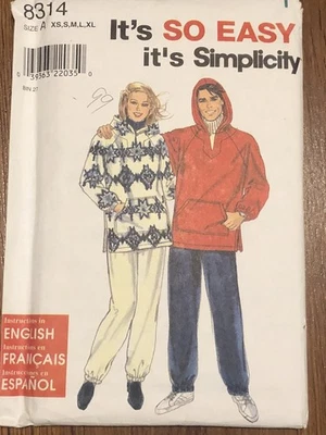 Simplicity Misses' Men's Teens Pullover Top Pants Sizes XS to XL Uncut - Image 1 of 3