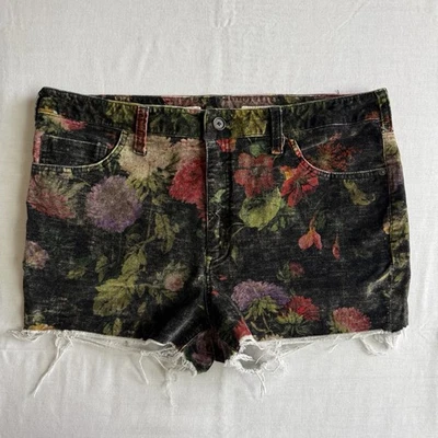 Anthropologie Pilcro Size 32 Velvet Floral Shorts 33W Boho Hippie Cute Coquette - Image 1 of 4