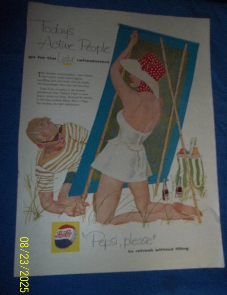 Vintage Magazine Ad for Pepsi, woman in swimsuit - Image 1 of 1