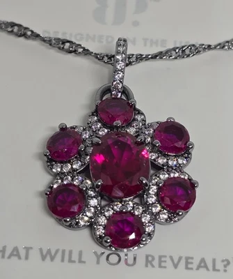 Bomb Party July 2025 Ruby Bliss Necklace NK48929 Lab-created Ruby On Hematite - Image 1 of 3
