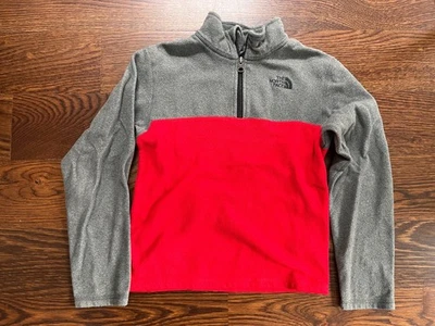Pullover polar The North Face Mediun 10-12 gris rojo cuarto 1/4 cremallera para niños Foto 1 de 3
